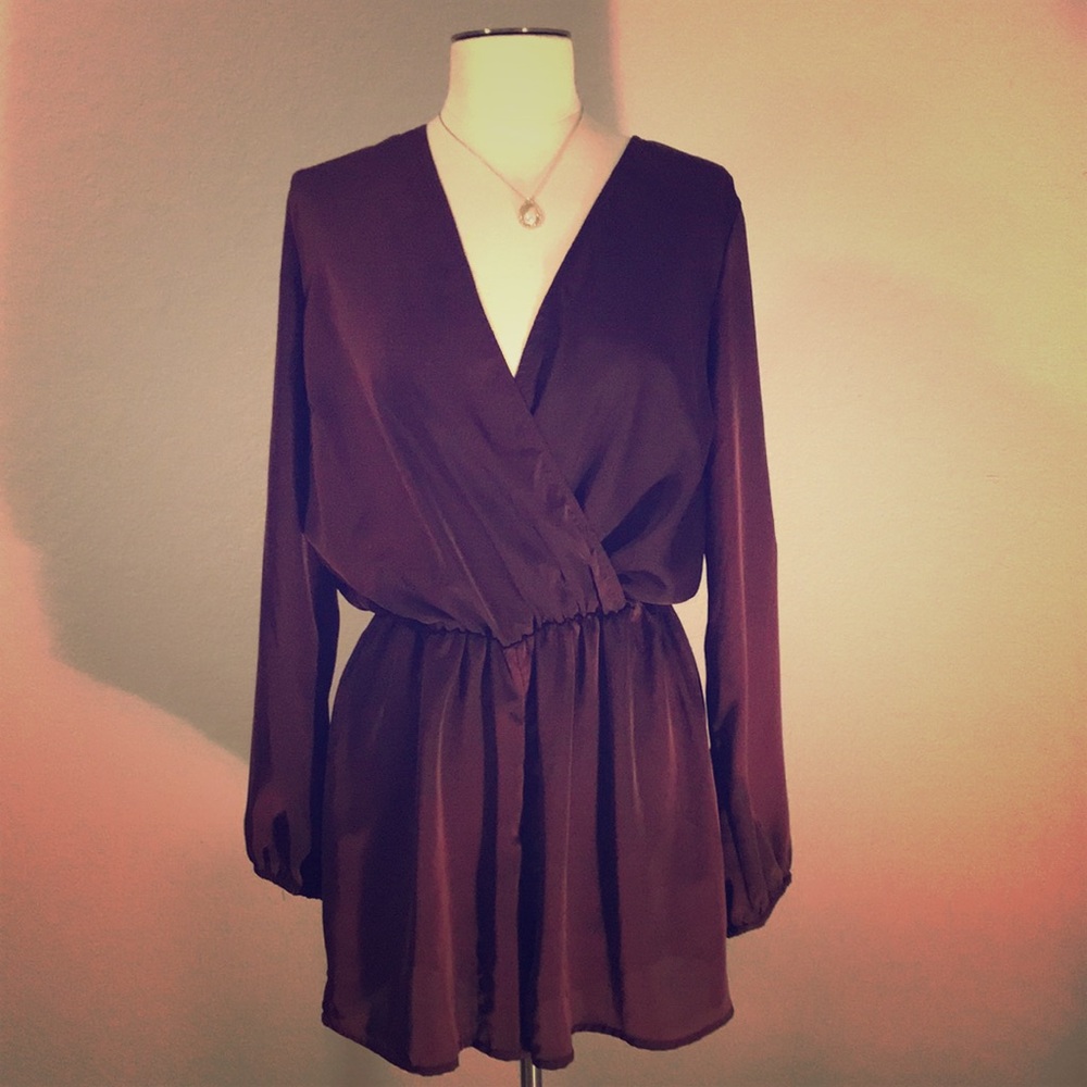 Charlotte Russe Maroon long sleeve romper